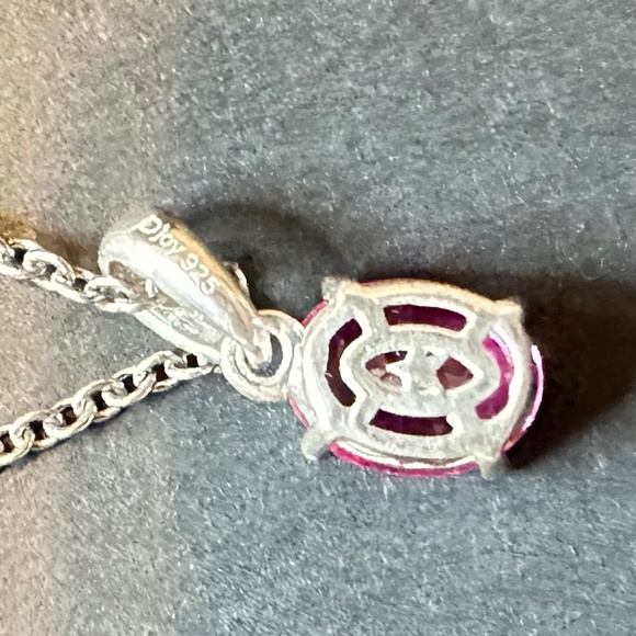 925 Sterling Silver Oval Pink Sapphire Solitaire Pendant on Chain - NWOT - Picture 15 of 15